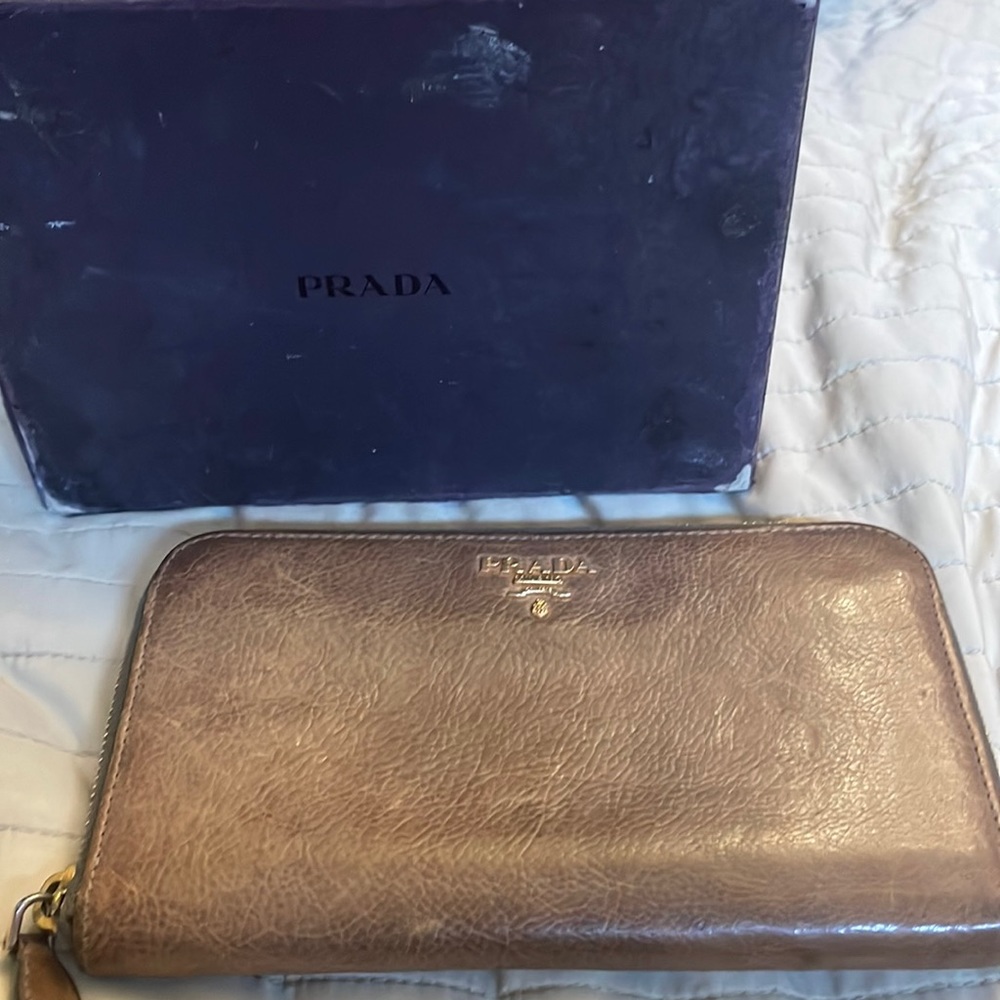 Prada saffiano zippy long wallet in goat leather with gold hardware Italy women